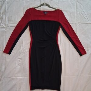 Chaps Red Bodycon Dress with Long Raglan Sleeves